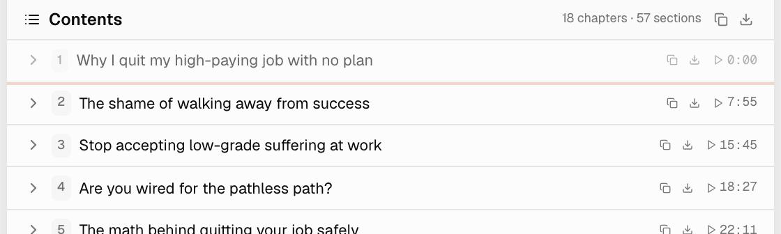 Auto-generated chapters and topic summaries with timestamps